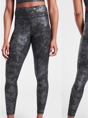 Athleta Elation Misty Lace Tight Black Shimmer M High Rise Yoga Leggings